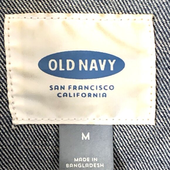 OLD NAVY Button Down Collared Dark Wash Blue Denim Jean Jacket Women's Size M - Picture 3 of 8